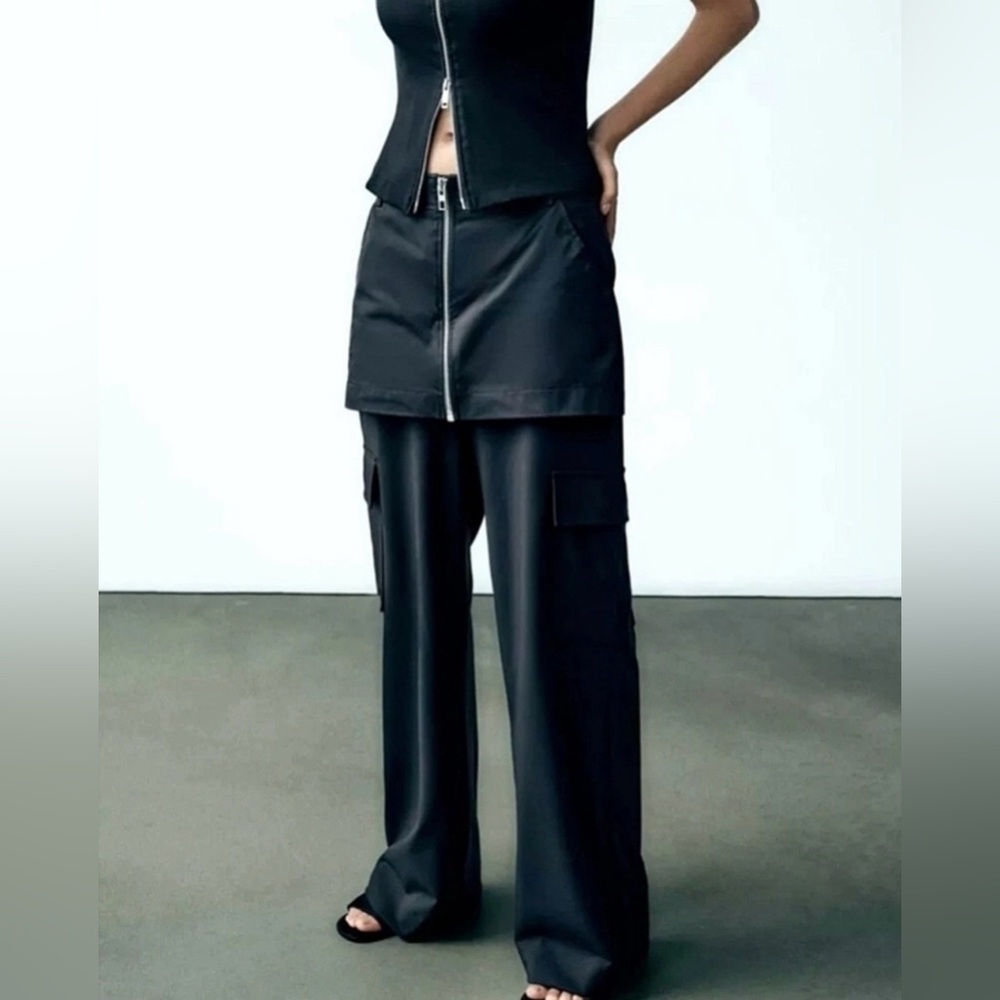 NWT Zara Pants With Skirt Overlay Size XS